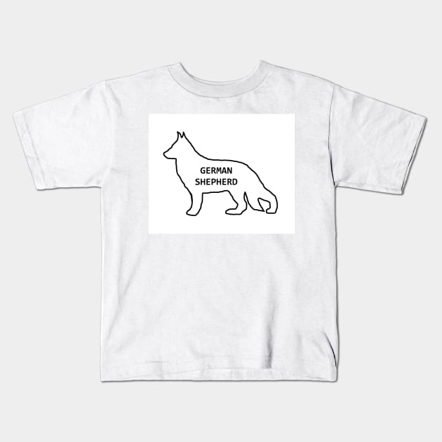 german shepherd white name silhouette Kids T-Shirt by Wanderingangel